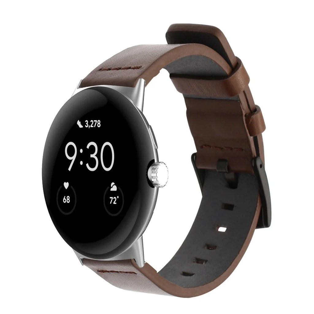 Bracelet pour Google Pixel Watch en cuir marron 1, 2, 3, 41mm 45mm