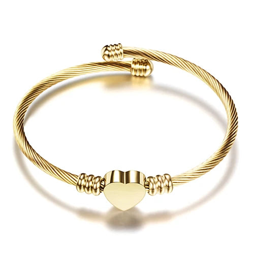 Pulsera Ajustable Corazón Esclava Mujer oro