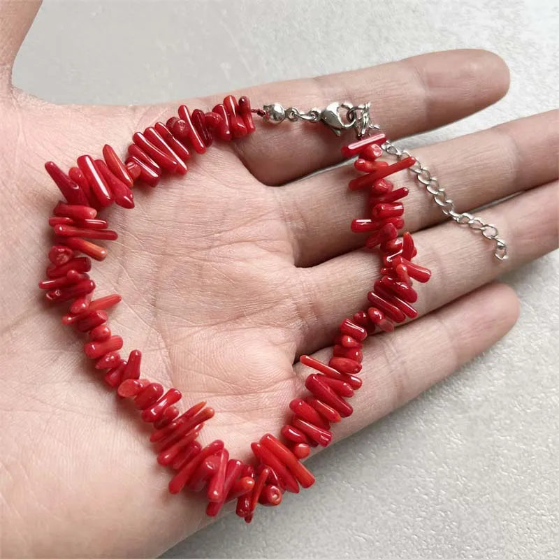 Adjustable red coral bracelet