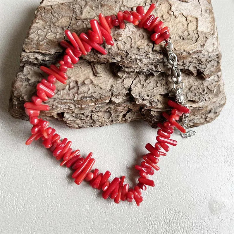 Bracelet réglable corail rouge