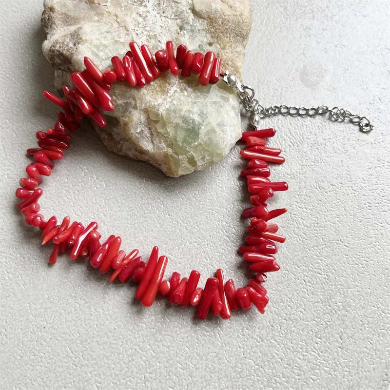 Adjustable red coral bracelet