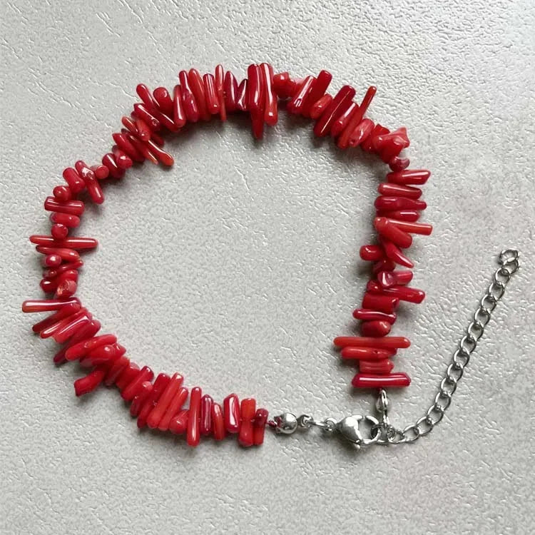 Bracelet réglable corail rouge