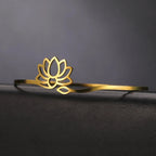 Women's Lotus Flower Gold Bangle Bracelet