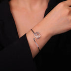 Women's Lotus Flower Silver Bangle Bracelet
