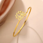 Women's Lotus Flower Gold Bangle Bracelet