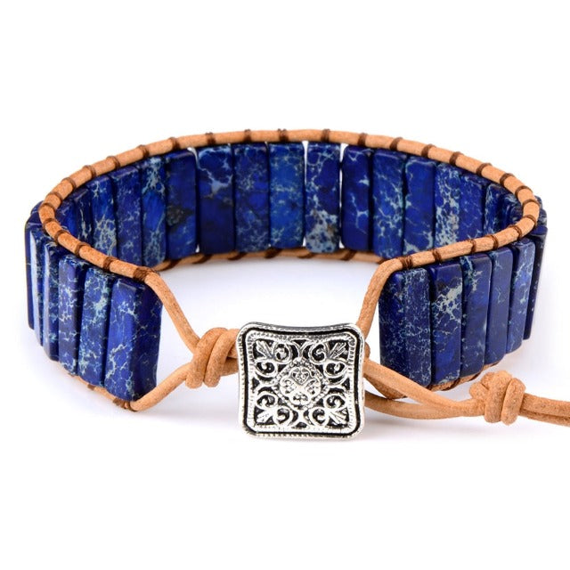 Tibetan Protection Bracelet in Natural Navy Blue Stone