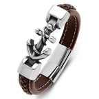 Bracelet torsadé ancre marron