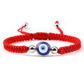 Pulsera Trenzada Contra Mal de Ojo Azul rojo y plata
