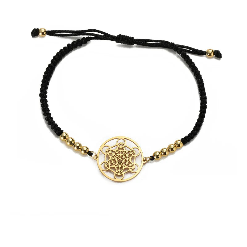 Women's Colored Metatron Cube Bracelet Black