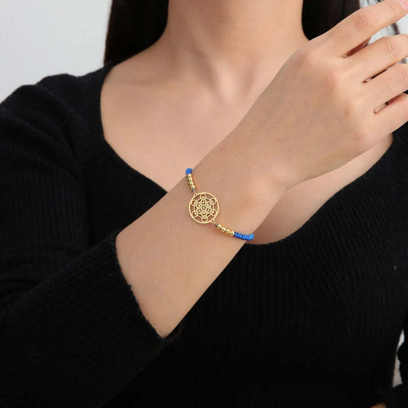 Women's Colored Metatron Cube Bracelet Blue
