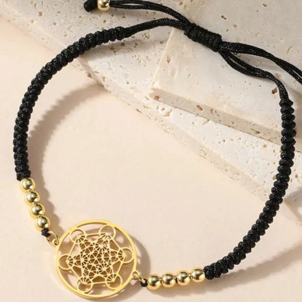 Women's Colored Metatron Cube Bracelet Black
