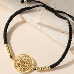 Women's Colored Metatron Cube Bracelet Black