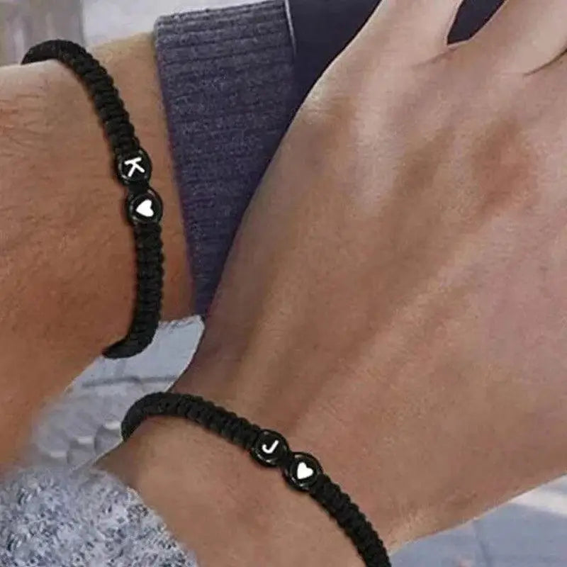 Braided initial letter bracelet