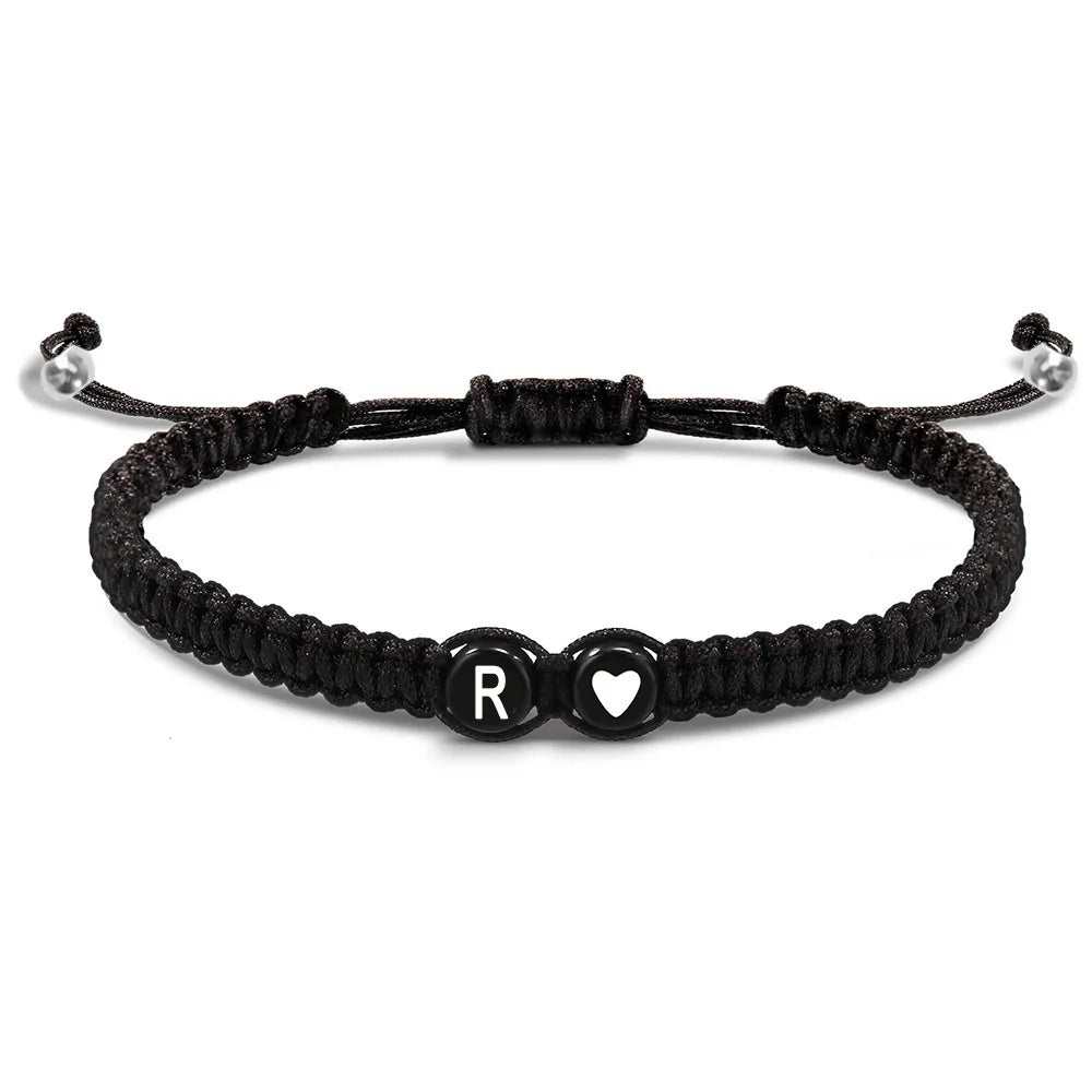Braided initial letter bracelet