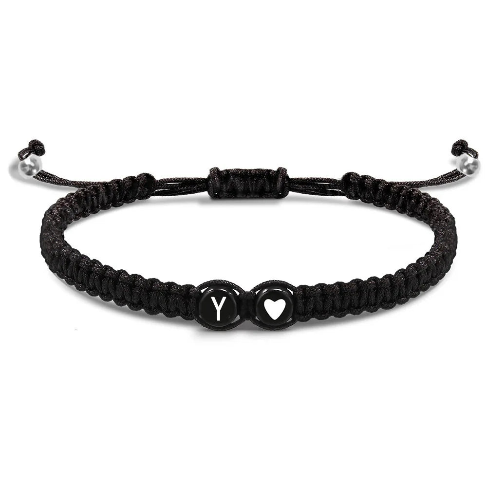 Braided initial letter bracelet