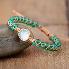 Pulsera Trenzada con Piedras Naturales para Mujer ónix verde