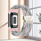 Bracelet tressé pour montre Fitbit Charge 5, Charge 6 rose gris