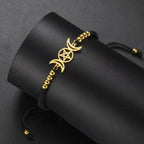 Triple Moon Braided Bracelet Witchcraft Black Wiccan Chain