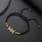 Triple Moon Braided Bracelet Witchcraft Black Wiccan Chain