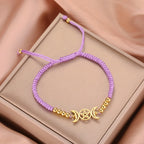 Triple Moon Braided Bracelet Witchcraft Lilac Wiccan Chain