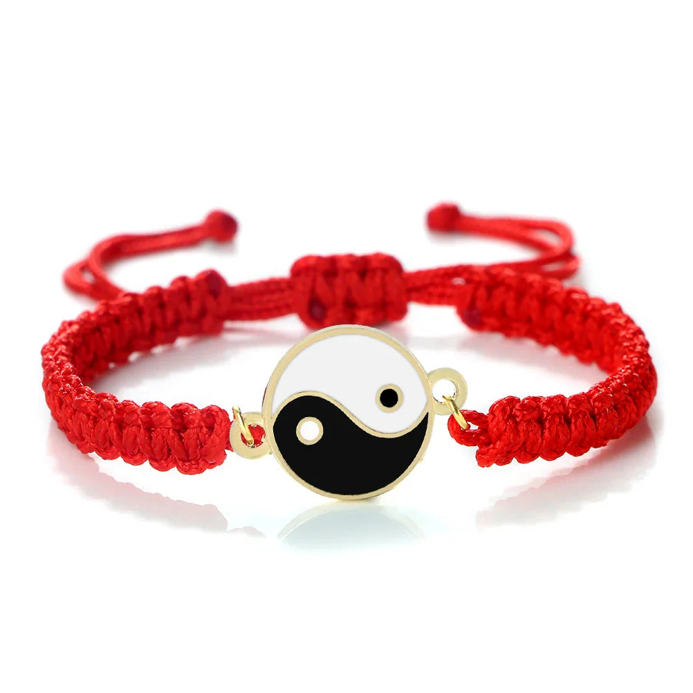 Pulsera Trenzada Yin Yang roja y dorada