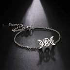 Pulsera Triple Luna Brujería Pulsera Wicca plata
