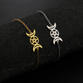 Pulsera Triple Luna Brujería Pulsera Wicca oro