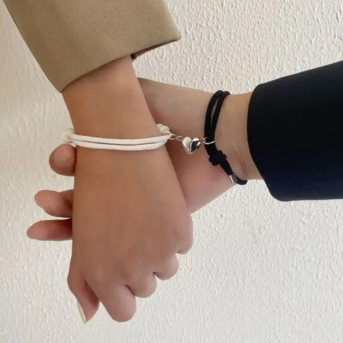Magnetic Heart ID Bracelets for Friend Couples 1
