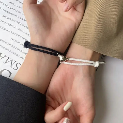 Magnetic Heart ID Bracelets for Friend Couples
