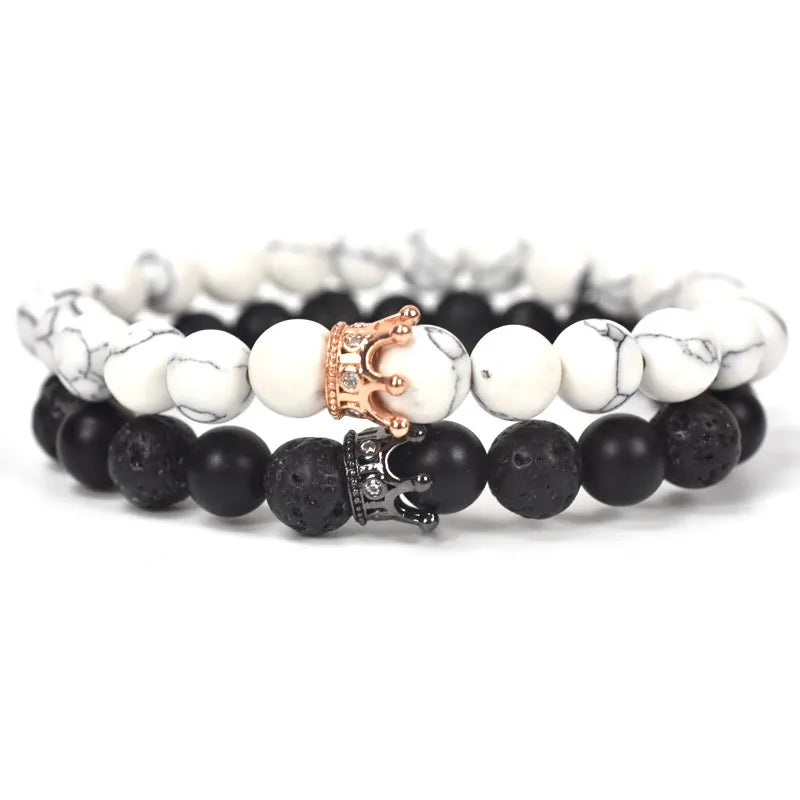 Couple Bracelets King & Queen Crown Chain