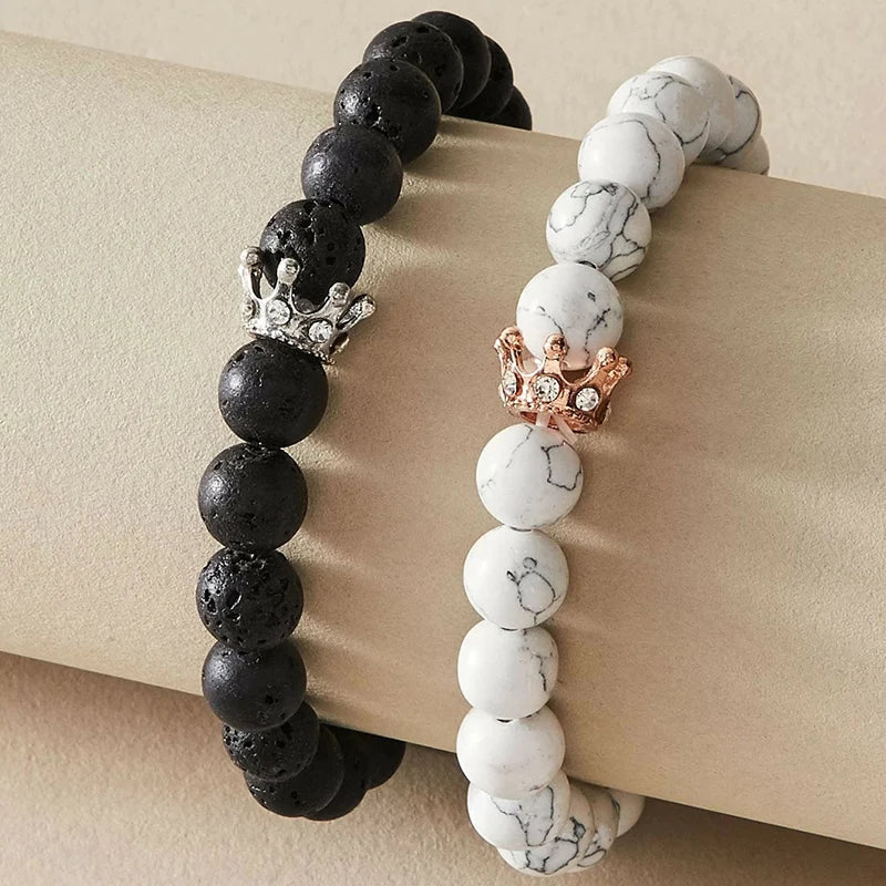 Couple Bracelets King & Queen Crown Chain