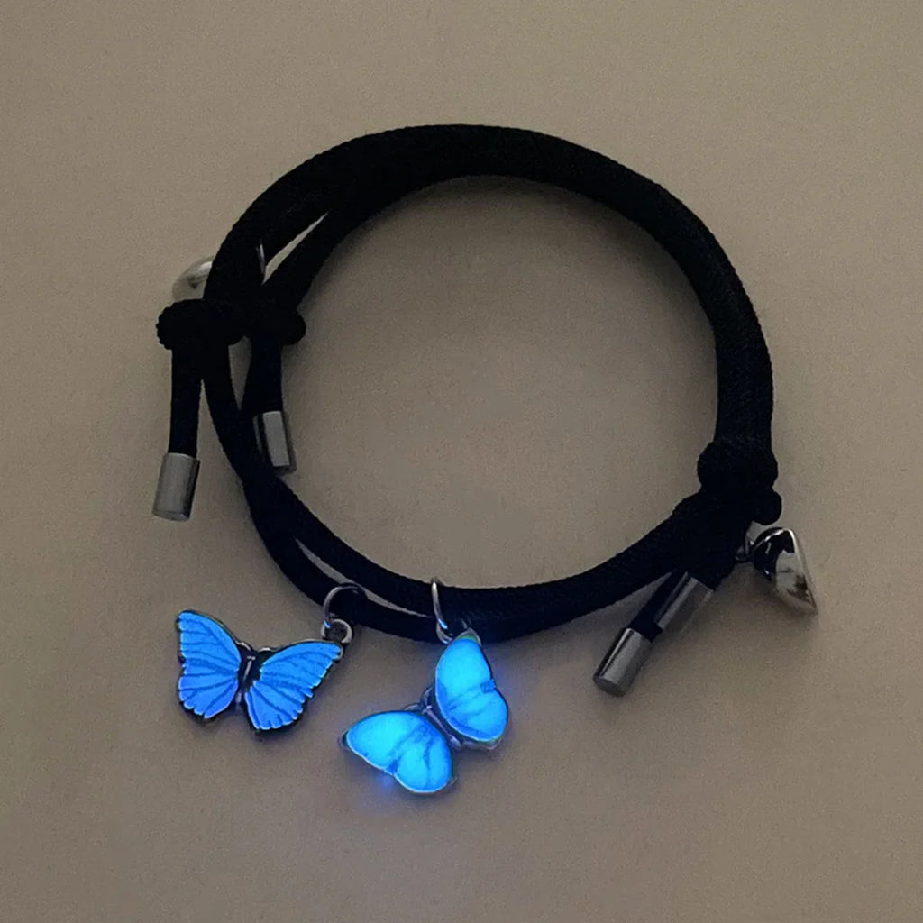 Bracelets pour Couples Gourmette Papillons Lumineux