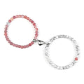 Magnetic ID Bracelets for Couples with Pink and White Beads