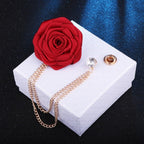 Rose Flower Lapel Pin – Elegant Suit Brooch