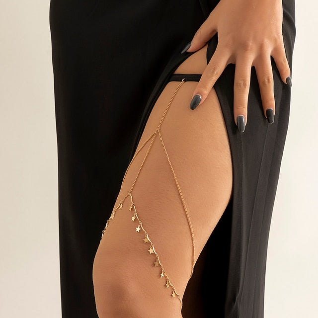 Thigh Chain with Gold & Silver Stars