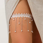 White Thigh Chain - Body Thigh Jewelry for Women Leg