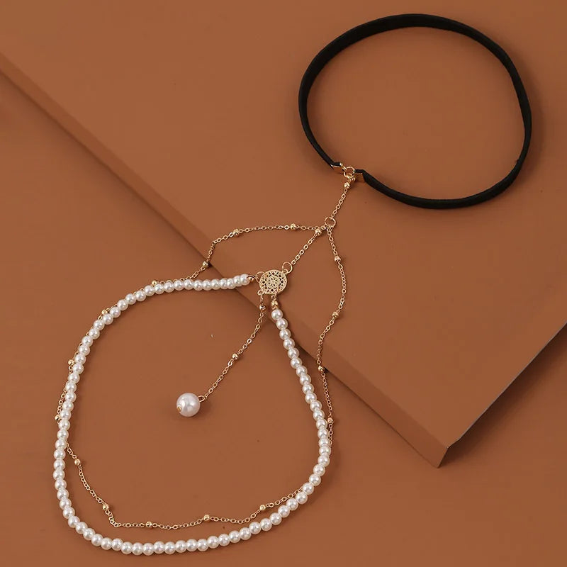 Cadena de Muslo con Perlas - Joya para Muslo Cuerpo Muslo Pierna Mujer