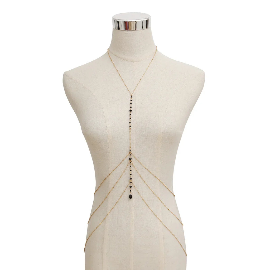 Cadena de Escote para Mujer Collar Negro oro