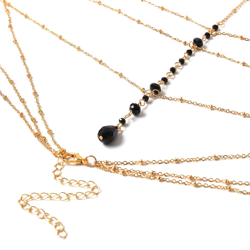 Cadena de Escote para Mujer Collar Negro oro