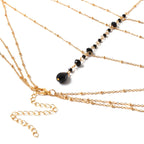 Cadena de Escote para Mujer Collar Negro oro