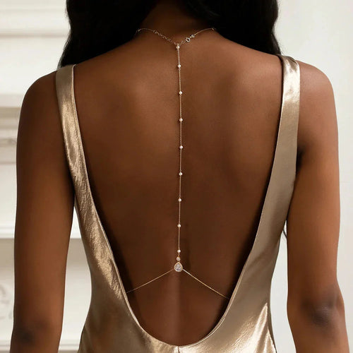 Women's Back Chain Necklace Silver Dorsal Ornament