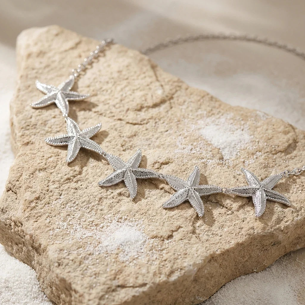 Chaîne de hanche étoile de mer - bijou de taille et ventre pour femme argent
