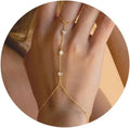 Hand and finger chain with cubic zirconia - women's hand bracelet