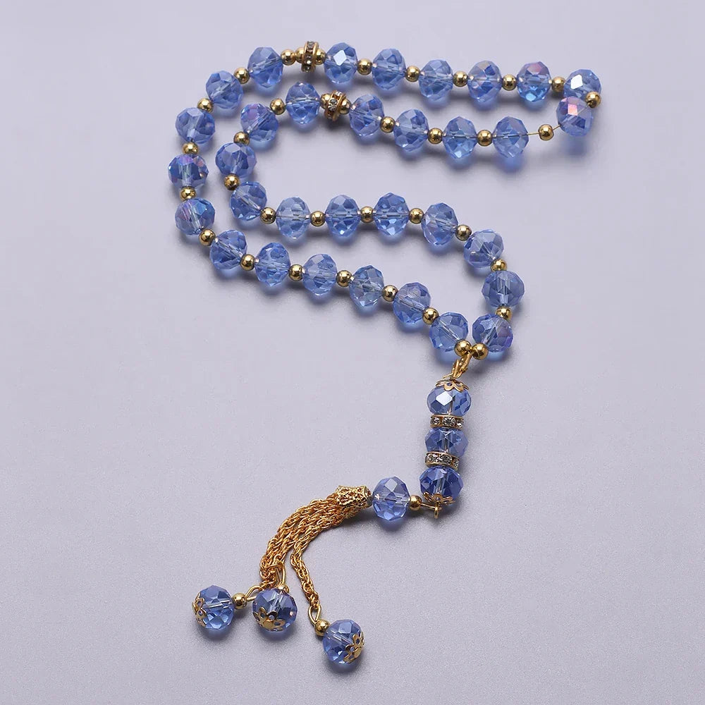 Chapelet musulman élégant - Tasbih islamique 33 perles  bleu et doré
