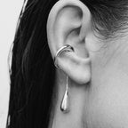 Pendientes de Clip Aros Finos Gota de Agua plata