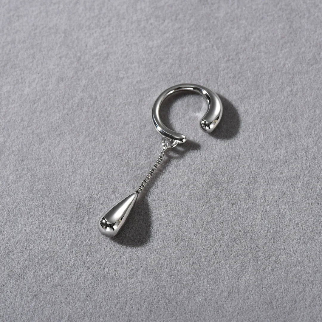 Pendientes de Clip Aros Finos Gota de Agua plata