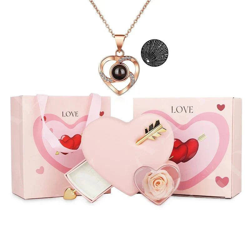 Cofre Amor Eterno con Rosa y Collar
