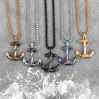 Collier ancre homme noir