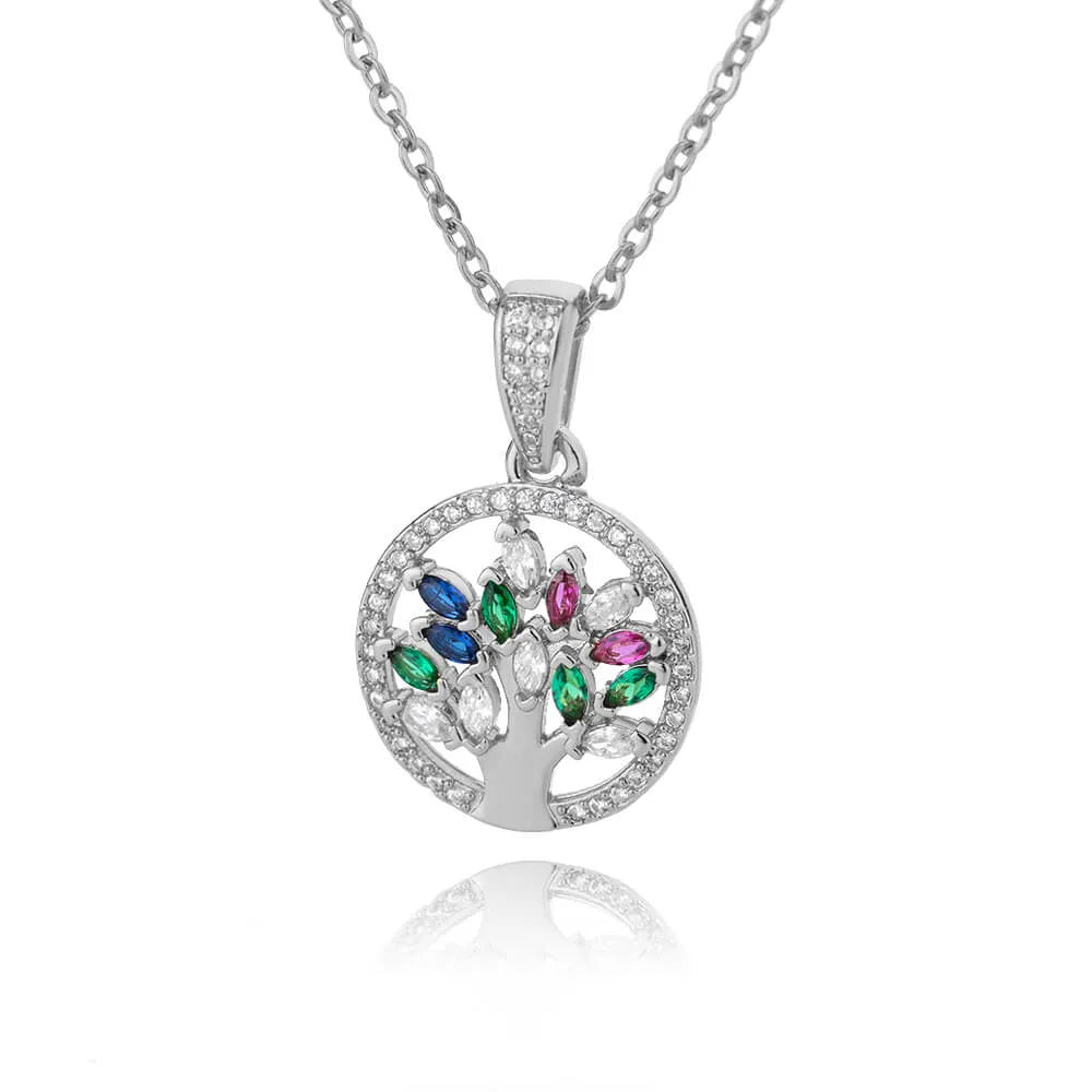 Collar Árbol de la Vida Colgante Mujer Piedras plata