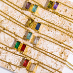 Collar con Colgante Fino Piedra de Nacimiento de Color